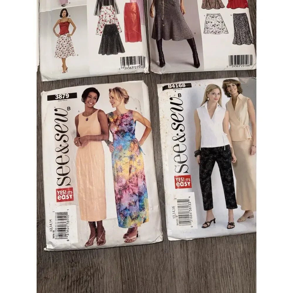 Lot of 12 Women’s Sewing Patterns Dresses Skirts Tunics Tops & Suits